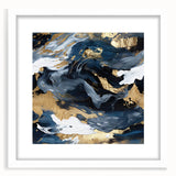 Abstract wall art featuring colorful strokes in a modern design, framed in white with a mat, ideal for contemporary home decor and artistic enhancement.