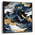 Framed black abstract strokes wall art on canvas, showcasing dynamic brushwork and modern design; ideal for contemporary home decor accents.