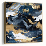 Abstract wall art featuring elegant silver and gold brush strokes on a textured canvas, framed and ready to enhance modern interior decor. Perfect for contemporary art lovers seeking a touch of sophistication.