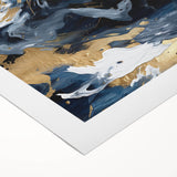 Abstract wall art print on rolled canvas showcasing colorful strokes in vibrant hues of blue, orange, and yellow, ideal for modern home decor. Perfect for adding a contemporary touch to any living space.