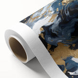 Abstract wall art on rolled canvas showcasing vibrant strokes in blue, yellow, and pink hues, perfect for modern home decor, delivered in protective packaging.