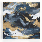 Abstract wall art canvas featuring vibrant strokes in blue, pink, and gold, designed to enhance modern interiors with a dynamic visual appeal.