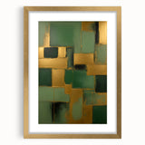 Abstract wall art featuring elegant gold strokes on a white background, framed with a sleek mat, perfect for modern home decor and gallery displays.