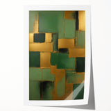 Abstract wall art print showcasing vibrant strokes in shades of blue, orange, and yellow, rolled and ready for display, perfect for modern decor.