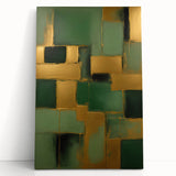 Abstract wall art featuring vibrant strokes in shades of blue, pink, and gold, printed on stretched canvas, leaning against a neutral wall for a modern decor touch. Ideal for contemporary art lovers seeking to enhance their living space with colorful designs.