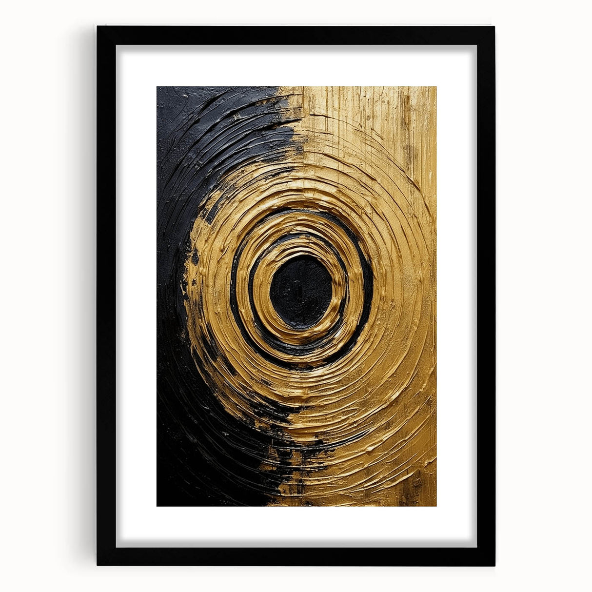 Abstract strokes wall art displayed in a black frame with a mat, showcasing vibrant colors and dynamic textures, perfect for modern home decor aesthetics.