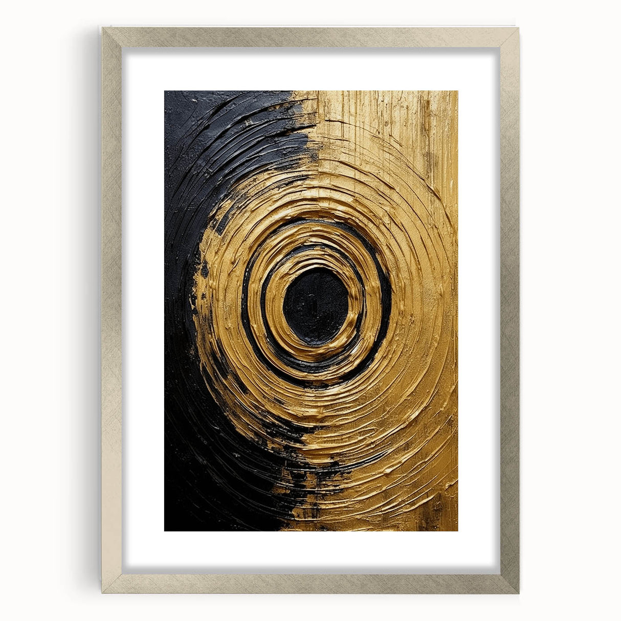 Abstract strokes wall art framed in silver with a white mat, showcasing vibrant colors and dynamic patterns, perfect for modern home decor accents.