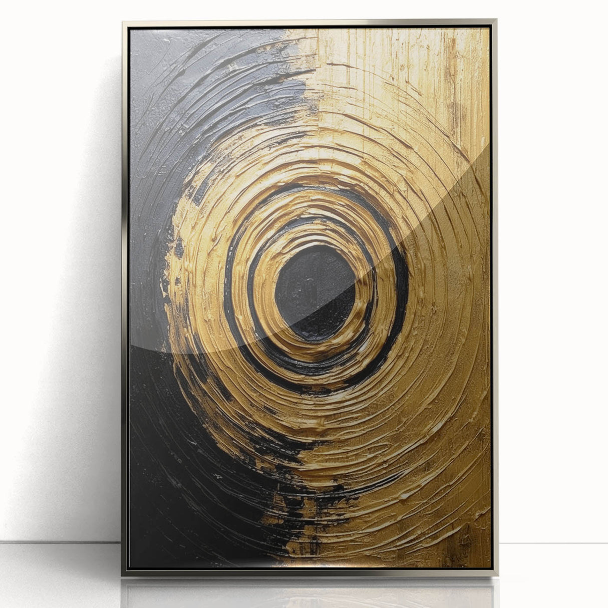 Framed abstract wall art featuring silver-toned strokes on a white background, showcasing modern design elements perfect for contemporary home decor.