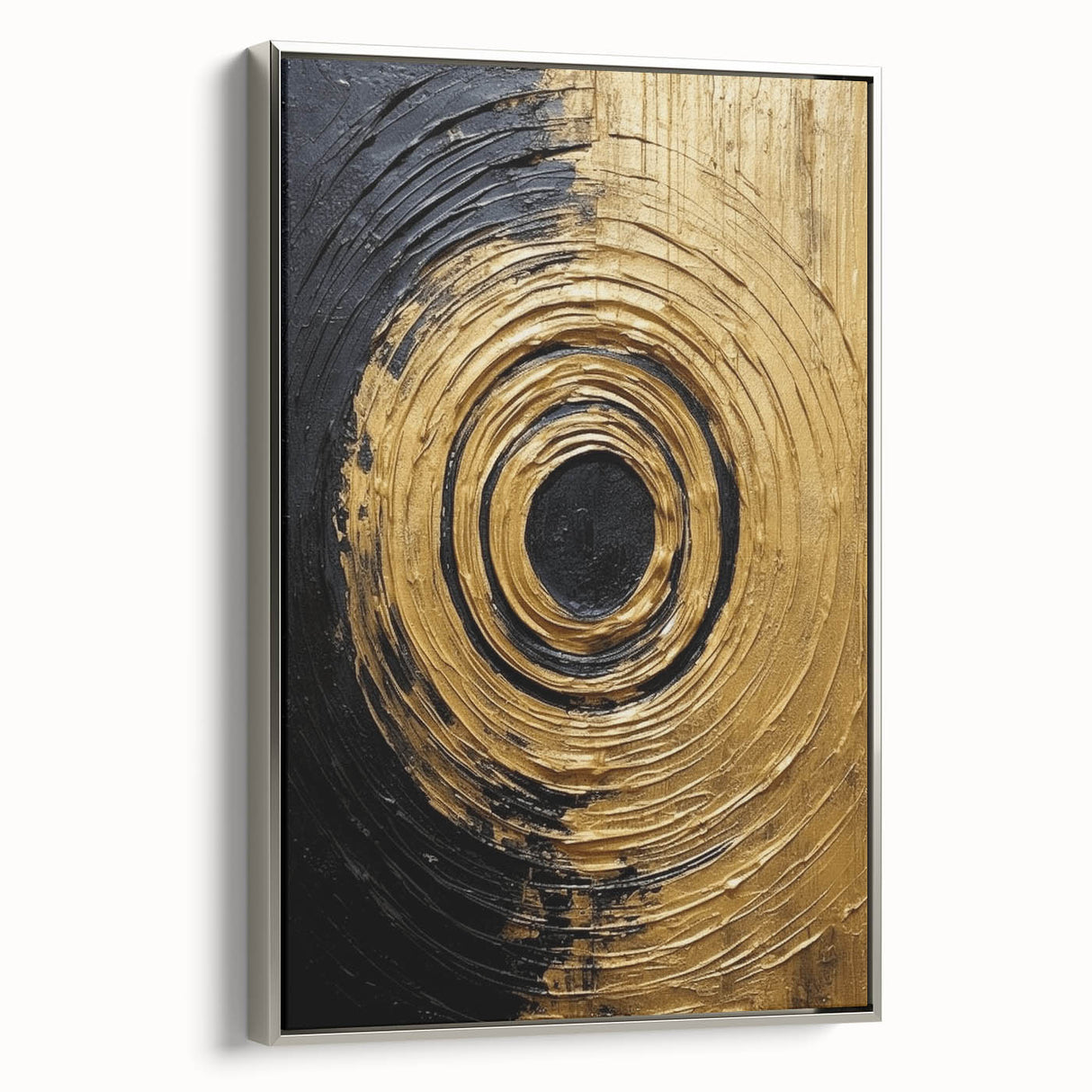 Framed canvas wall art showcasing abstract silver strokes with a modern design, highlighting elegant textures and depth, perfect for contemporary home decor.