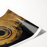 Abstract wall art print showcasing vibrant strokes in shades of blue, orange, and yellow. Ideal for modern decor, this rolled artwork is packaged securely in a durable tube for safe shipping and display.