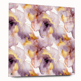 Abstract wall art featuring colorful acrylic strokes displayed in a side view, highlighting the sleek glass finish and pin attachments for easy hanging.