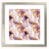 Abstract wall art featuring dynamic strokes in shades of blue, grey, and white, framed in a sleek silver frame with a mat, perfect for modern home decor.