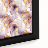 Abstract wall art showcasing vibrant strokes in shades of blue, orange, and yellow. The framed canvas highlights intricate textures, perfect for modern decor.