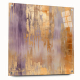 Abstract strokes wall art displayed in acrylic glass, showcasing vibrant colors and dynamic patterns, pinned elegantly for a modern decor aesthetic.