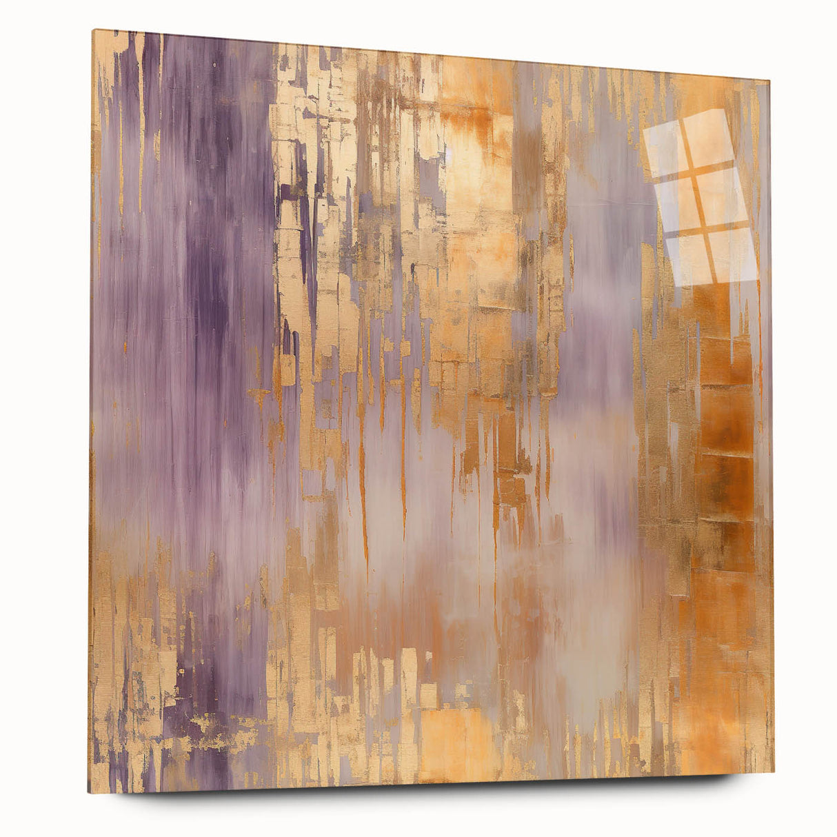 Abstract wall art featuring vibrant strokes in shades of blue, pink, and yellow, displayed in an acrylic frame, showcasing a modern and colorful design.