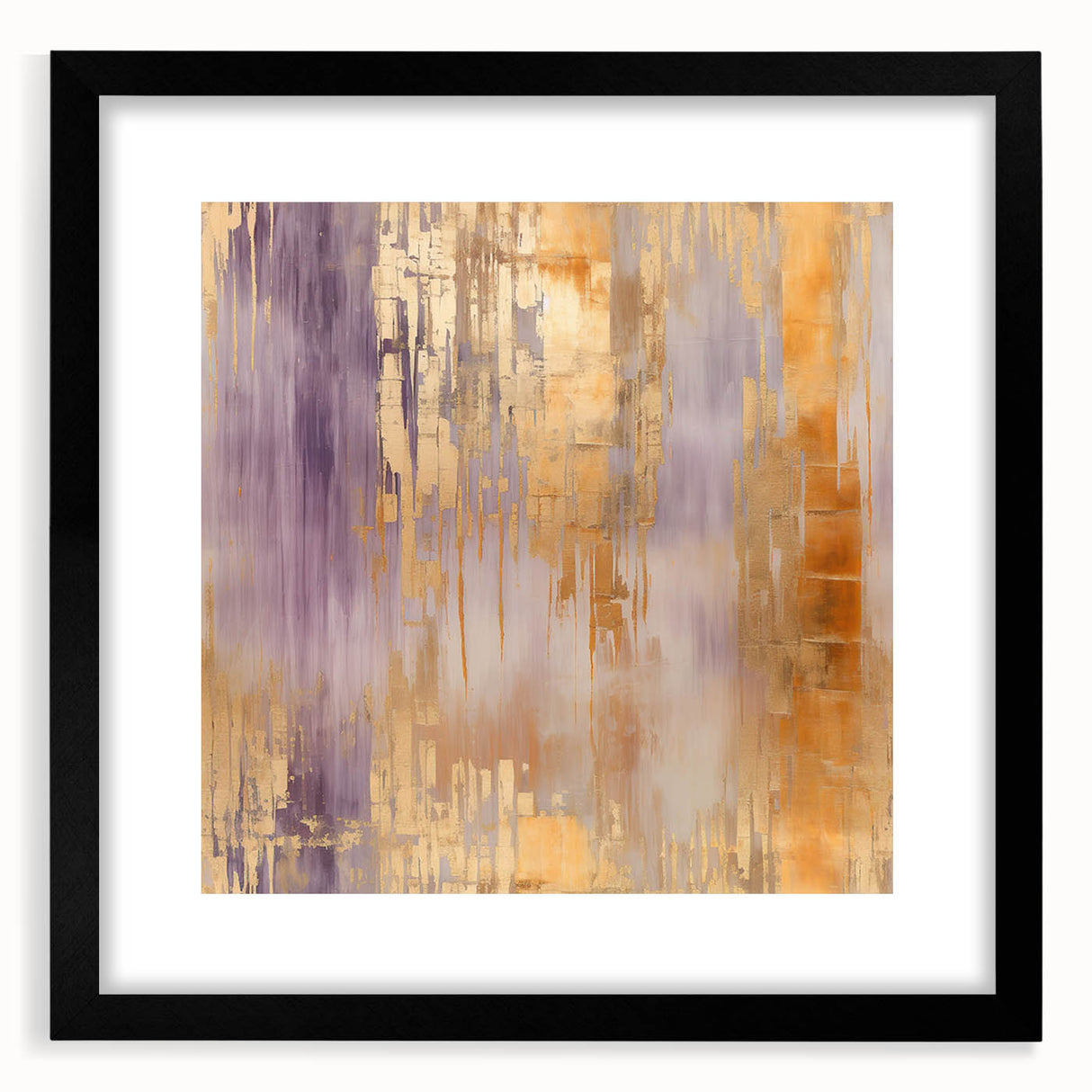 Abstract wall art featuring bold black strokes on a textured white background, framed with a sleek black mat, perfect for contemporary home decor.
