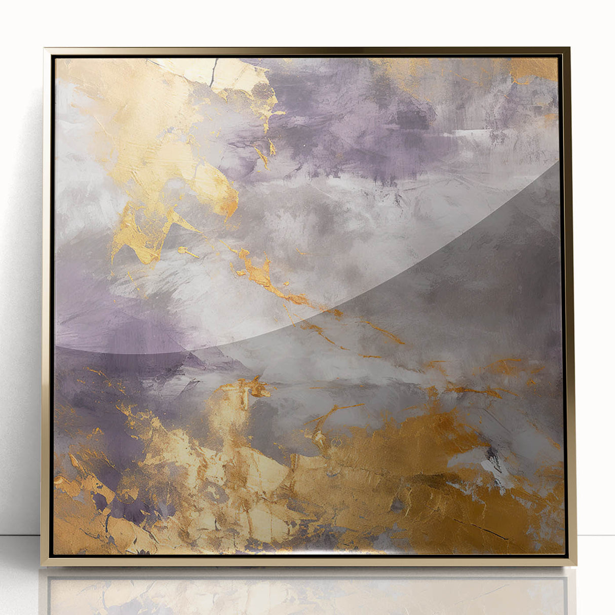 Framed abstract wall art featuring dynamic gold strokes on a textured acrylic surface, perfect for modern home decor or office styling. The artwork showcases a blend of elegance and contemporary design, ideal for enhancing interior aesthetics.