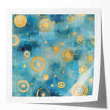 Abstract wall art print showcasing vibrant strokes in hues of blue, orange, and green, ideal for modern decor. Perfect for adding color and style to living spaces.