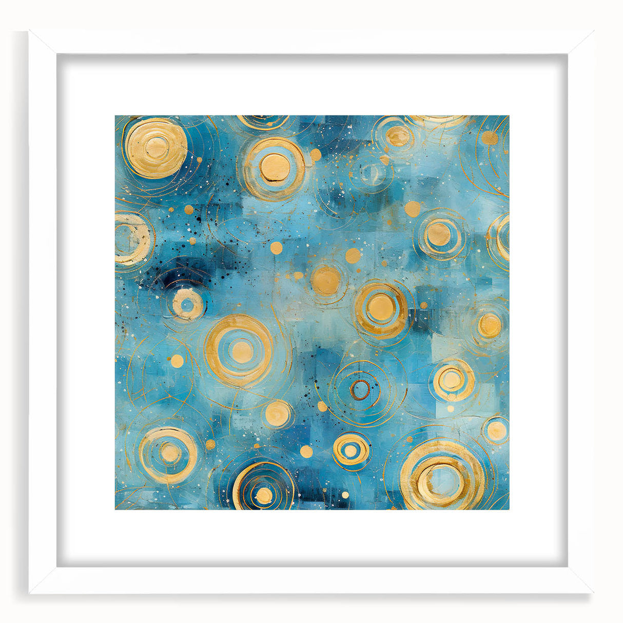 Abstract wall art featuring dynamic strokes in vibrant colors, framed with a white mat, showcasing modern design ideal for contemporary home decor.