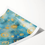 Abstract wall art print showcasing vibrant strokes in blue, orange, and yellow hues on a textured background, ideal for modern home decor and artistic settings.