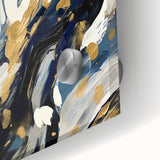 Close-up view of an abstract strokes wall art piece, showcasing vibrant colors and textured acrylic glass surface, perfect for modern home decor.