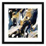 Abstract strokes wall art framed in black, showcasing vibrant colors and dynamic patterns, ideal for modern decor. Perfect for adding a contemporary touch to any room.