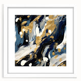 Abstract strokes wall art framed in white mat, showcasing vibrant colors and dynamic patterns, perfect for modern home decor. Ideal for enhancing any living space.