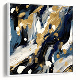 Framed canvas wall art showcasing abstract strokes in soft white and beige hues, perfect for modern home decor. Side view highlights sleek frame design.