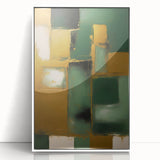 Framed abstract wall art featuring dynamic strokes in various shades of blue, pink, and white, set against a sleek white background, ideal for modern home decor.