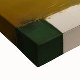 Close-up of abstract strokes wall art on stretched canvas, showcasing vibrant colors and dynamic patterns, perfect for modern decor in living spaces.