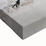 Close-up of a stretched canvas showcasing a vibrant abstract wall art design with bold colors and intricate patterns, ideal for modern home decor.