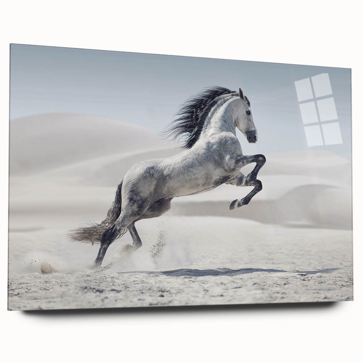 Acrylic wall art collection showcasing vibrant geometric designs in a contemporary style, displayed in a sleek glass frame from a side view, emphasizing its modern aesthetic and craftsmanship.