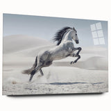 Acrylic wall art collection showcasing vibrant geometric designs in a contemporary style, displayed in a sleek glass frame from a side view, emphasizing its modern aesthetic and craftsmanship.