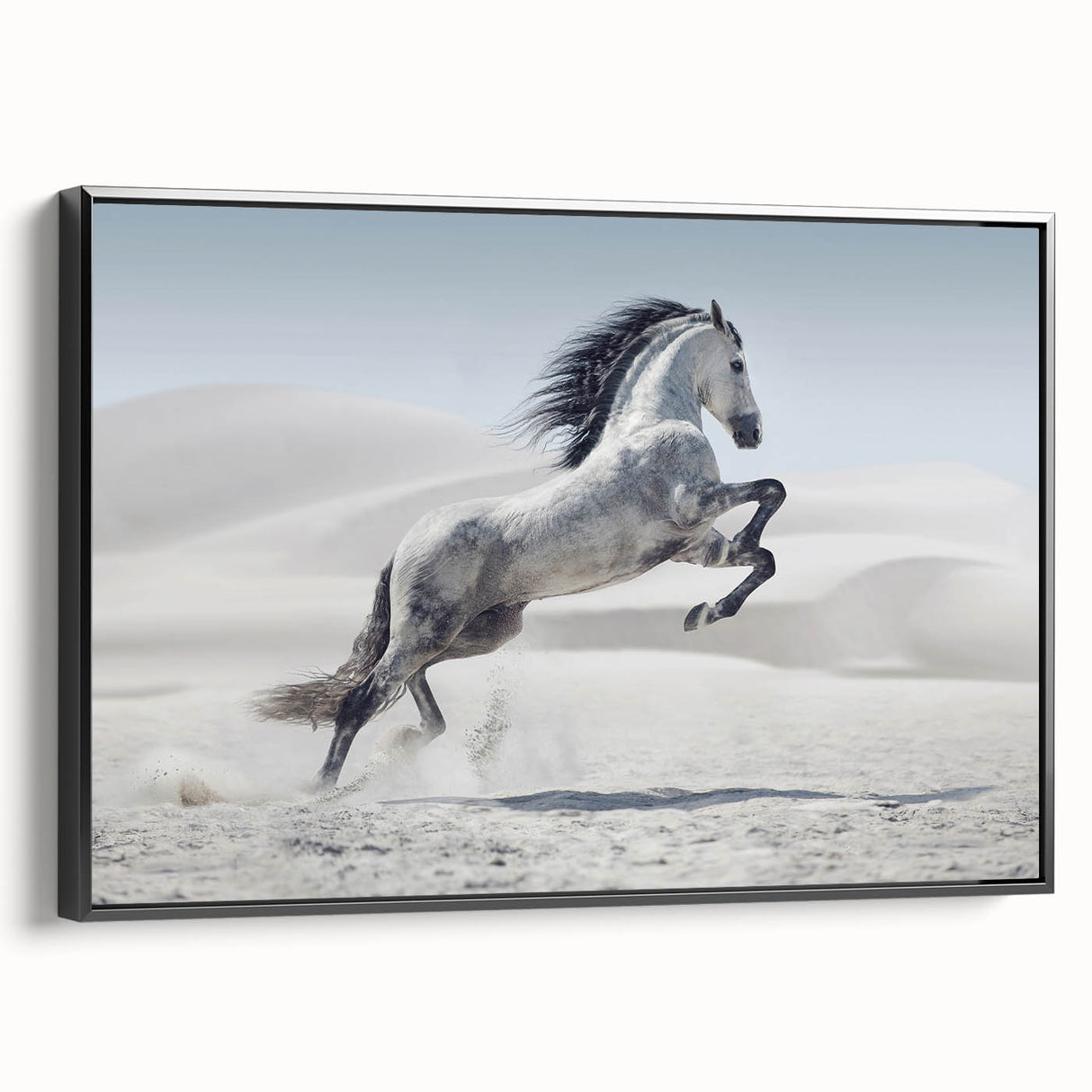 Framed black wall art canvas showcasing a contemporary abstract design, viewed from the side, ideal for modern home decor. Perfect for enhancing living spaces.