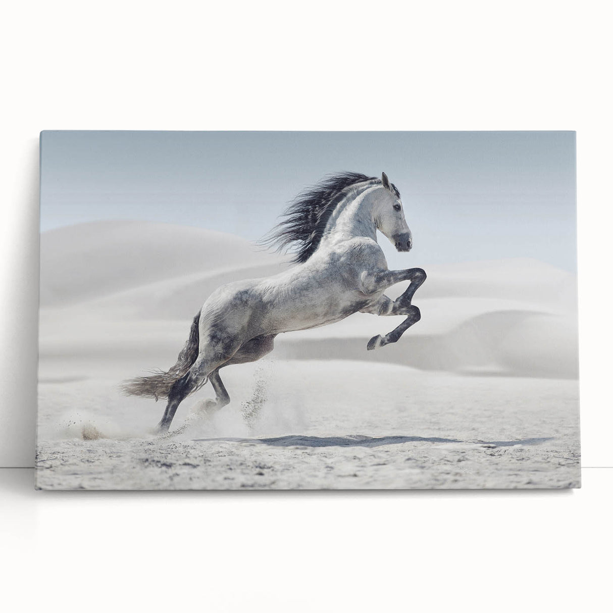 Stretched canvas wall art showcasing a vibrant abstract design, leaning against a white wall, ideal for modern home decor and interior styling.