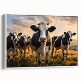 Framed canvas wall art showcasing a vibrant abstract design in hues of blue and orange, set against a white background, ideal for modern home decor.