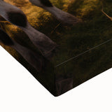 Vibrant close-up of a stretched canvas wall art piece showcasing an intricate African tribal design, featuring bold colors and detailed patterns, perfect for modern decor.