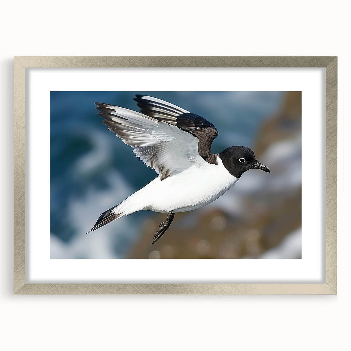 Elegant silver-framed wall art featuring a modern design, complete with a mat, showcasing a contemporary aesthetic perfect for home decor.