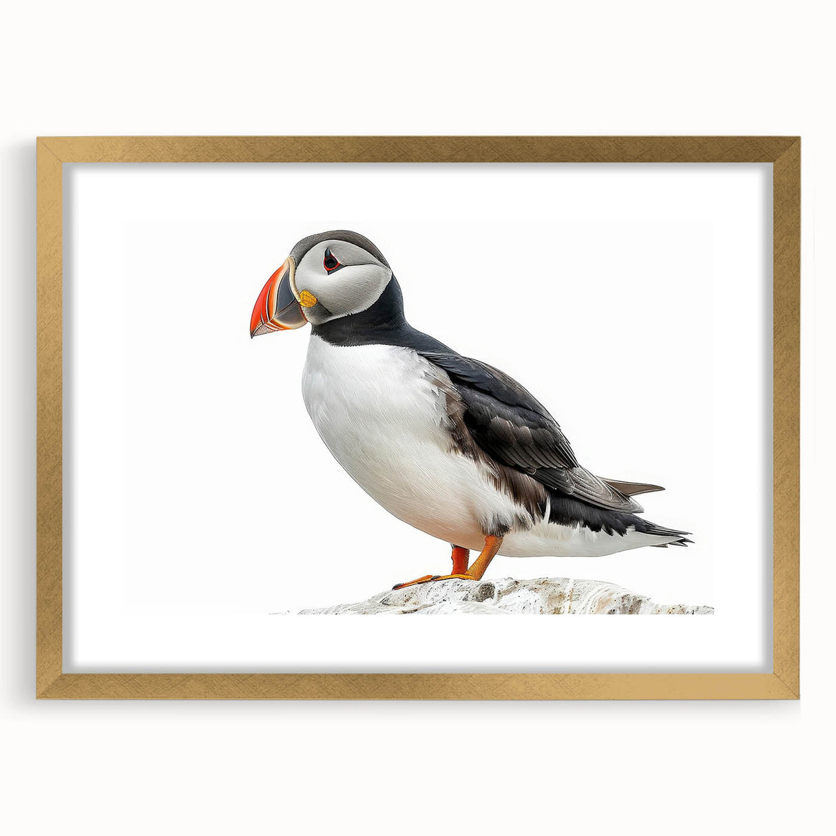 Elegant gold-framed wall art displaying a vibrant abstract design, mounted with a white mat, ideal for modern home decor. Perfect for enhancing living spaces.