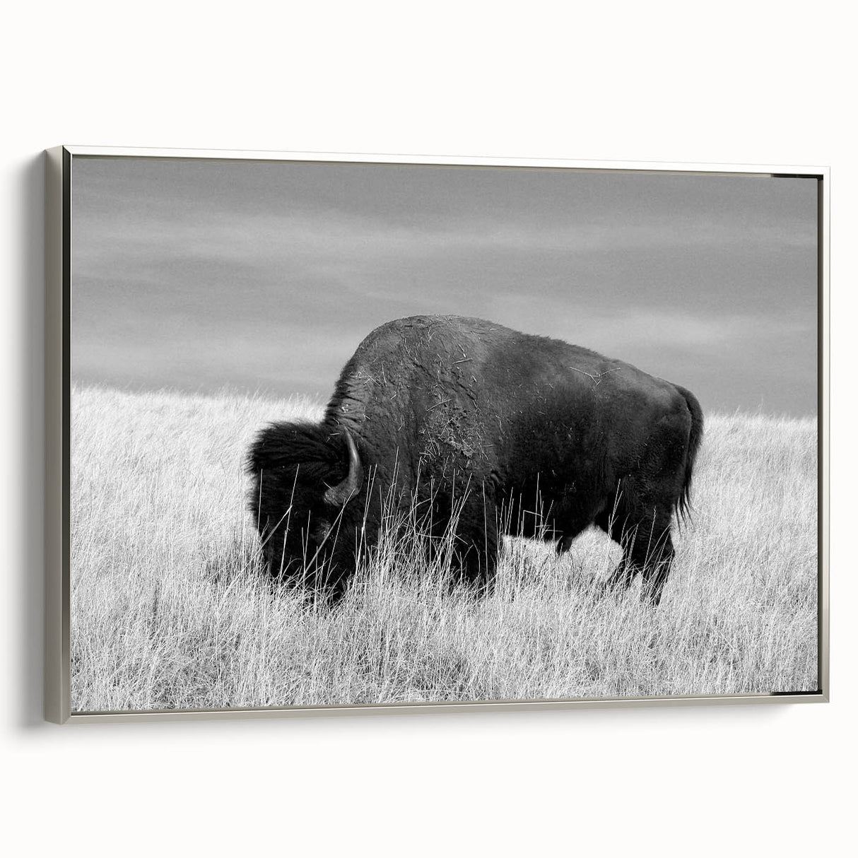 Framed canvas wall art featuring a modern design in silver tones, showcasing intricate patterns and textures, ideal for contemporary home decor.