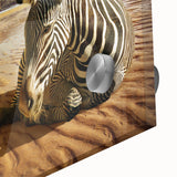 Close-up view of a modern acrylic glass wall art piece featuring an abstract design with vibrant colors, showcasing intricate details and textures ideal for contemporary decor.