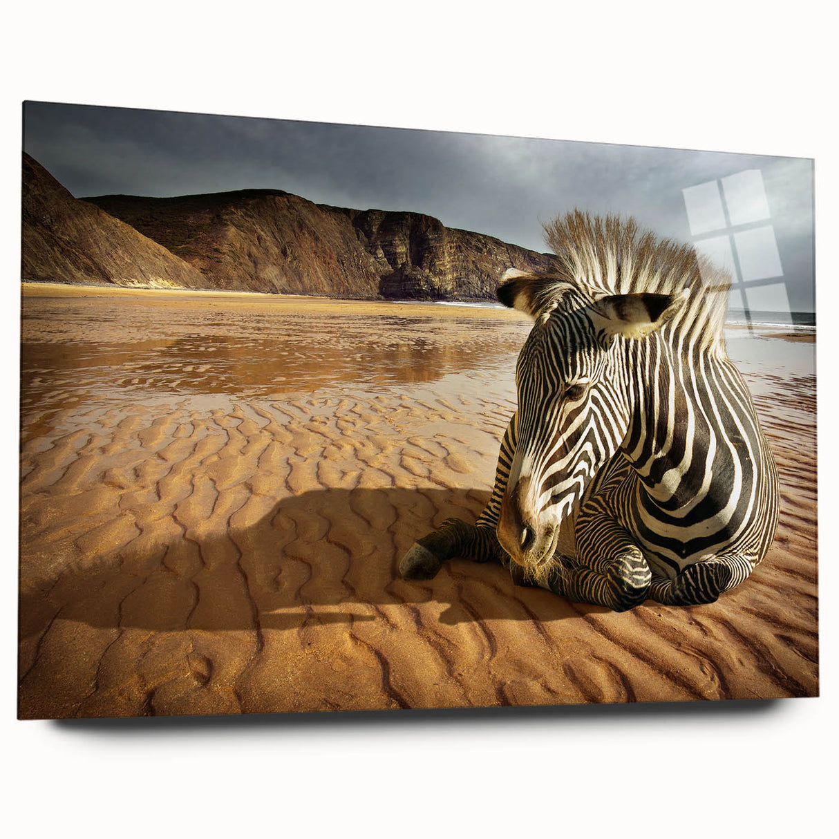 Acrylic glass wall art collection displayed from a side view, showcasing vibrant colors and intricate designs, perfect for modern home decor.