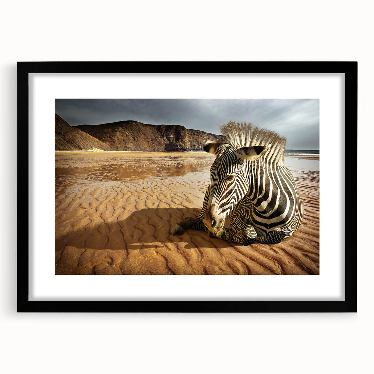 Black-framed wall art featuring a modern abstract design, elegantly matted for a polished look, ideal for contemporary home decor or office spaces.