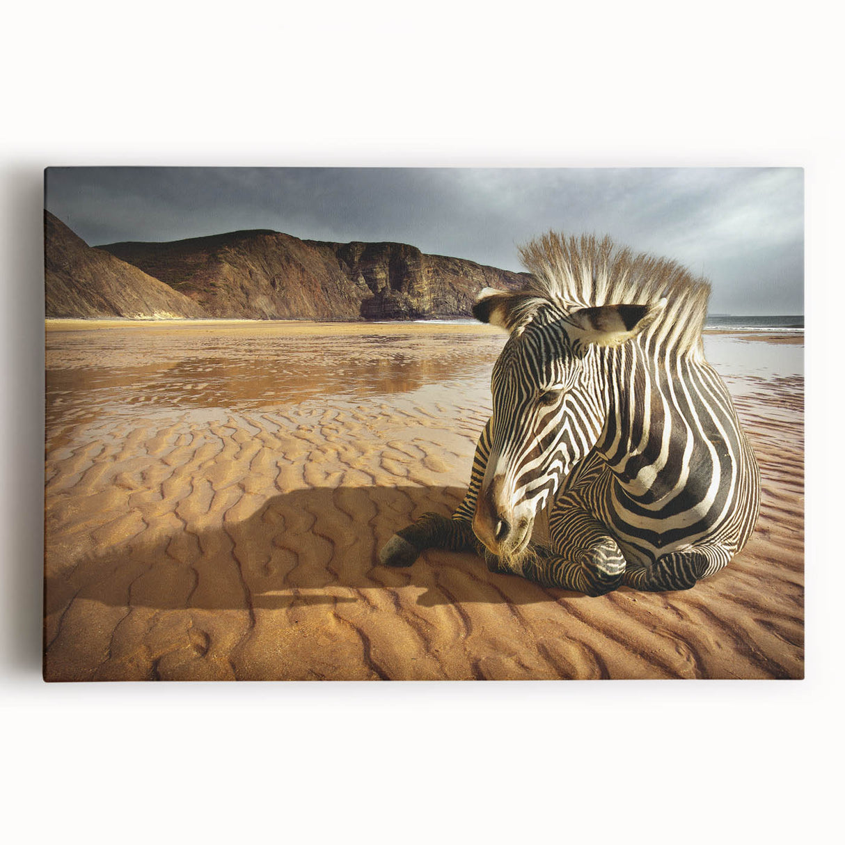 Stretched canvas wall art showcasing a vibrant African design, featuring intricate patterns and rich colors, ideal for enhancing home decor with cultural elegance.