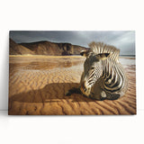 Stretched canvas wall art showcasing a modern abstract design in vibrant colors, leaning against a neutral wall, ideal for contemporary home decor.