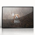 Framed wall art featuring a Basset Hound design, showcasing vibrant colors and intricate details on a black background, perfect for dog lovers' home decor.