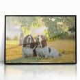 Framed wall art collection featuring a stylish Basset Hound design in black acrylic, showcasing vibrant colors and modern aesthetics, perfect for dog lovers.