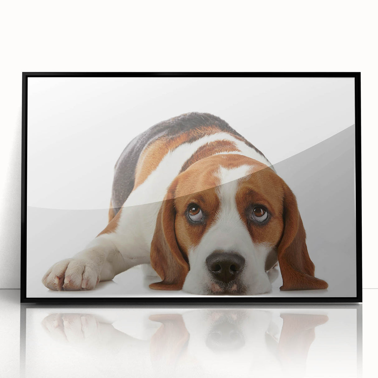 Framed wall art featuring a stylish black and white beagle design, showcasing intricate details and a modern aesthetic, perfect for dog lovers and home decor enthusiasts.