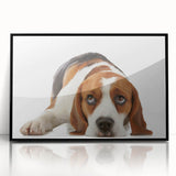 Framed wall art featuring a stylish black and white beagle design, showcasing intricate details and a modern aesthetic, perfect for dog lovers and home decor enthusiasts.