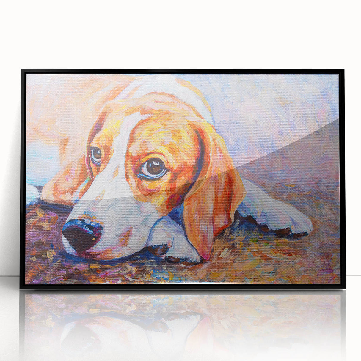 Framed wall art featuring a stylish beagle design in black acrylic, showcasing a playful and modern aesthetic ideal for dog lovers' home decor.